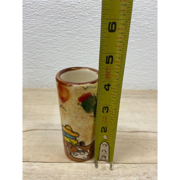 Mexican Folk Art Terracotta Pottery Tumblers Hand Painted Set Of 4 - Picture 7 of 7